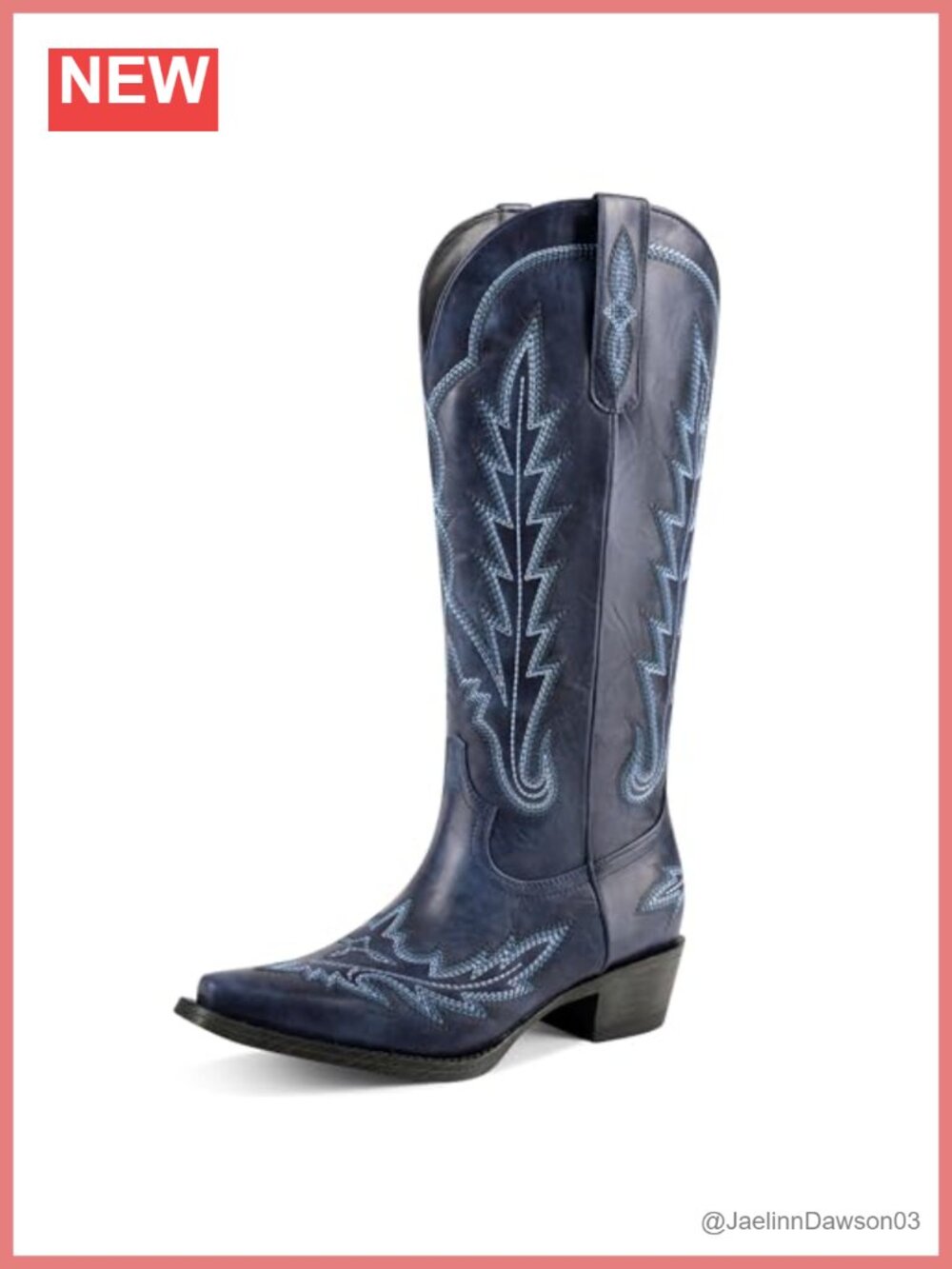 Women's Cowboy Boots Knee High Wide Calf Faux Leather Chunky Heel Pull On